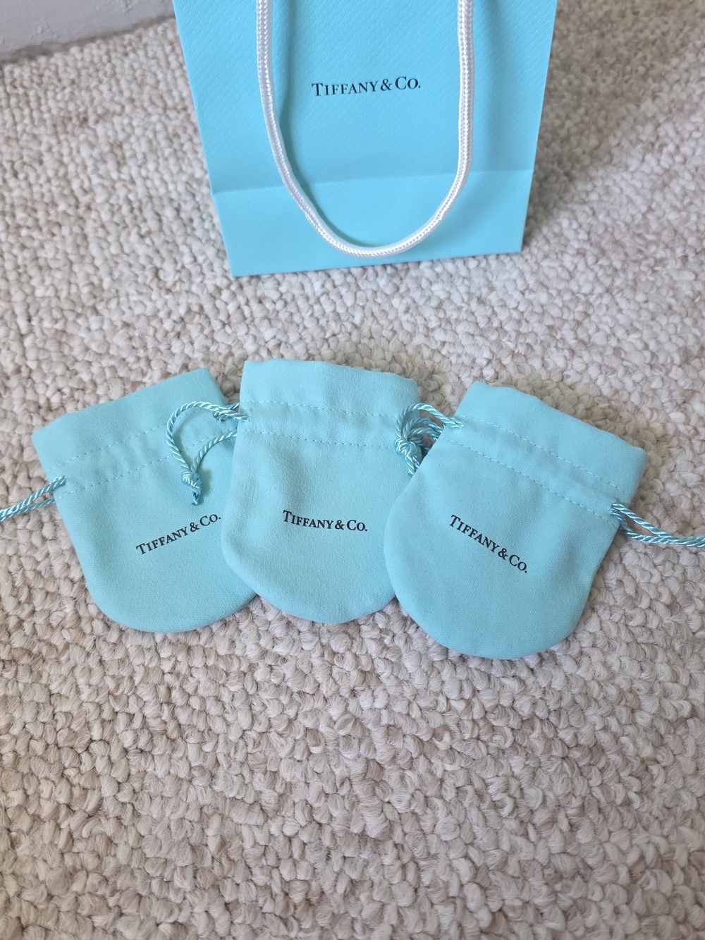 Tiffany & Co. Small Blue Jewelry Pouches with Gift Bag Brand New - Picture 2 of 5